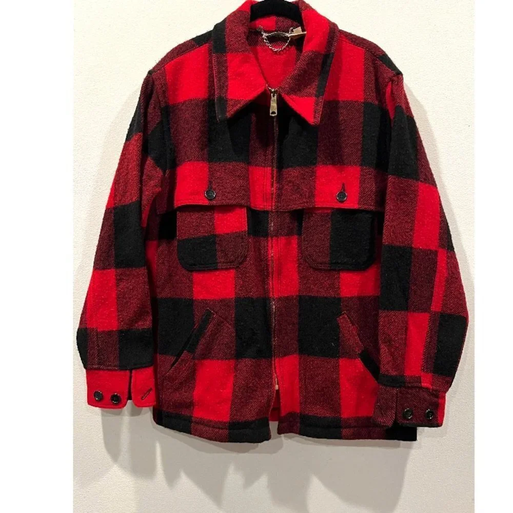 VINTAGE L.L BEAN PLAID RED FIELD JACKET - Picture 1 of 14
